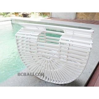 bali bamboo handbags white color handmade